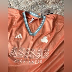 Adidas Peach Sportswear Jersey with White and Aqua Details